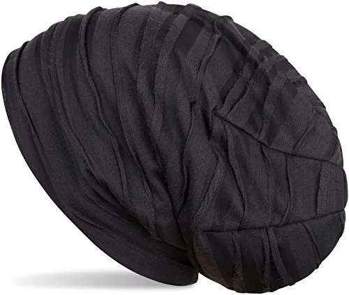 styleBREAKER Beanie Mütze mit Falten Muster, Slouch Longbeanie, Unisex 04024053, Farbe:Midnight-Blue-Schwarz (One Size)