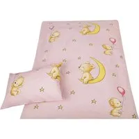 Bestlivings Kinder Bettwäsche 100 x 135 cm & 40 x 60 cm - Bärchen Rosa