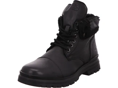 Schnürstiefelette Warmfutter Freizeit CACR102-140/100 - Schwarz - Größe 46 - Ideal für kalte Tage! Diese Schnürstiefelette aus hochwertigem glattem Leder bietet optimalen Halt und warme Füße dank langem Kunstfellfutter. Flexibel und stylisch für den Alltag.