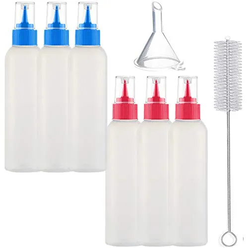 morneve Quetschflaschen aus Kunststoff, 6 Stück Plastik Squeeze Flasche 60mL, Schreiben Flaschen für Cookies Färbung Dekorieren Flaschen, BPA Frei Backwerkzeuge Ausstecher Kunst Handwerk Kit