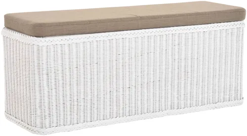 Breiter Rattan Wäschekorb XXL 115 cm in weiß von Krines Home