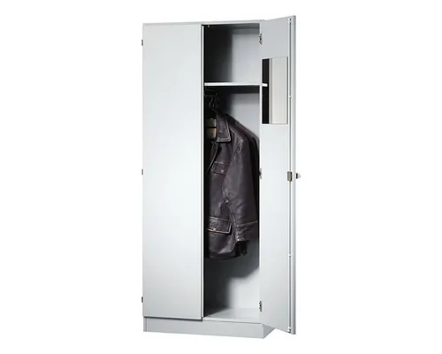 Hammerbacher Garderobenschrank grau 80 x 42 x 200,4 cm – Vielseitig und Stilvoll - Praktischer Garderobenschrank mit höhenverstellbarem Sockel und lichtgrauem Dekor. Ideal für Büro und Wohnraum, bietet er zahlreiche Kombinationsmöglichkeiten und ist pflegeleicht.