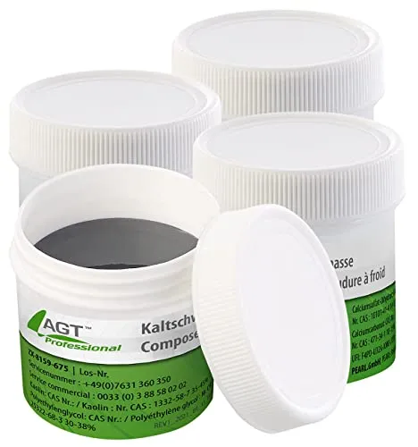 AGT Professional Flüssigmetall Auto: 4er-Set Metall-Kaltschweißmasse, hitzebeständig bis 1.300 °C, 400 g (Kaltmetall, Kaltschweißen Metall, Gusseisen)