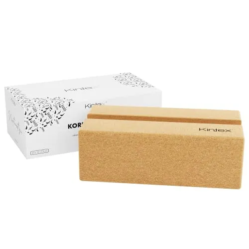 Kintex Kork Yogablock, 2 in 1 Funktion, Pilates, Gymnastik, Fitness, Workout, Naturkork, leicht und robust