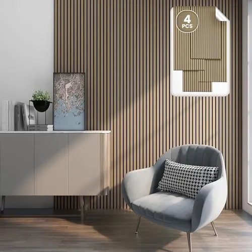 NEU.HOLZ Akustikpaneele Holz - Schalldämmung in Walnuss hell - Akustikelemente zur effektiven Schalldämmung, reduzieren Hall und sorgen für eine gemütliche Atmosphäre. Einfache Montage und moderne Holzoptik passen in jedes Zuhause.