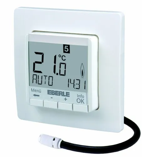 EBERLE Uhrenthermostat Fussbodenregler FIT 3F ws - Temperaturwächter mit übersichtlichem Display und umfangreichen Programmiermöglichkeiten für optimale Heizungssteuerung.
