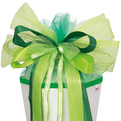 ROTH XXL Schultütenschleife Green Spirit - Fertig gebunden 63 x 32 cm, bunte Schleife für Schulanfang in dunkelgrün und hellgrün