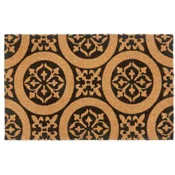 Hanse Home Kokosmatte Mix Mats, Schwarz, Hellbraun, Naturmaterialien, Ornament, rechteckig, 45x75 cm, rutschfest, für Fußbodenheizung geeignet, rutschhemmend, pflegeleicht, widerstandsfähig, Teppiche & Böden, Fuß & Stufenmatten, Fußmatten und Schmutzfangmatten