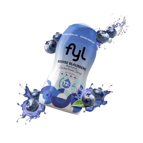 fyl Sirup zuckerfrei - Eistee Blaubeere Geschmack, 48ml Getränkesirup für 12L Fertiggetränk – Vitamin-B-Komplex - perfekter Durstlöscher für zu Hause und Unterwegs