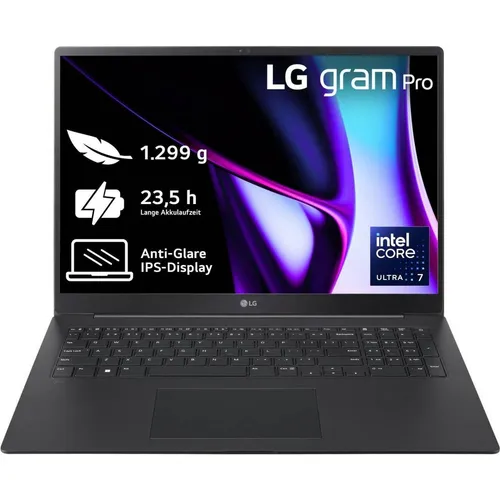 LG gram Pro 17 Zoll Notebook - Ultra leicht und leistungsstark - Laptops mit nur 1299 g Gewicht, Intel Core Ultra 7, 23,5h Akkulaufzeit und 1TB SSD für maximale Mobilität und Leistung.