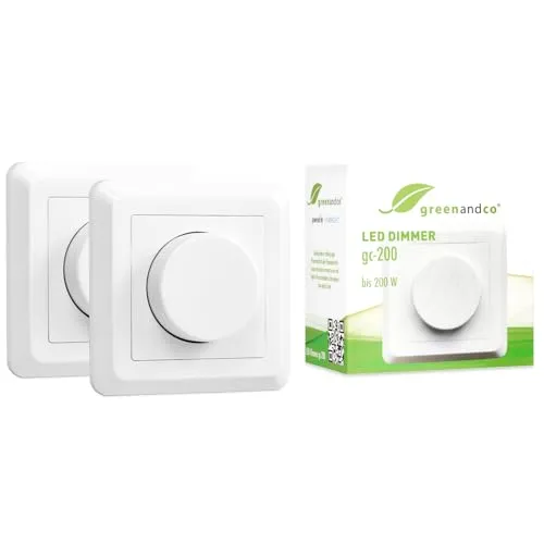 Stück greenandco gc-200 | Unterputz LED und Halogen Dimmer | 1-200 Watt | auch für herkömmliche Leuchtmittel | für Wechselschaltungen geeignet | weiß 2