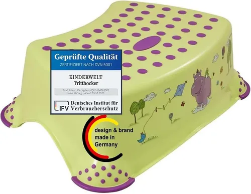 KiNDERWELT Tritthocker Premium Tritthocker Hippo grün stabiler Hocker für Kinder