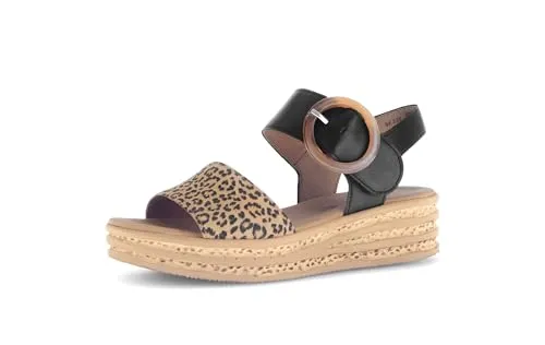 Gabor Damen Plateausandalen 64.550-4 cm Plateauabsatz & Klettverschluss - Elegante Sandalen & Slides für Damen - Natur Schwarz 47