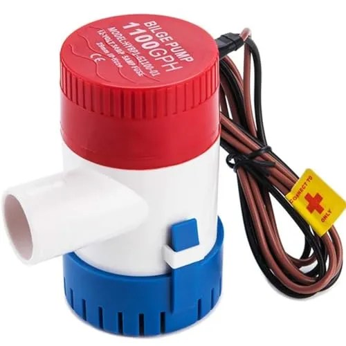 DCHOUSE 1100GPH Bilgenpumpe, elektrisch, 12 V DC, Bootspumpe, Tauchpumpe, Meerwasserpumpe, Solarpumpe für Teiche, Pools, Fischerboote und Wohnmobile