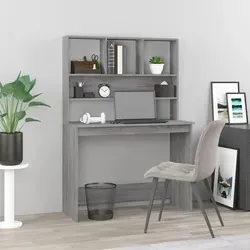 vidaXL Schreibtisch mit Regal Grau Sonoma 102x45x148 cm - Kinderschreibtische mit viel Stauraum und platzsparendem Design - ideal für kleine Zimmer und sorgt für Ordnung bei Unterlagen und PC-Geräten.