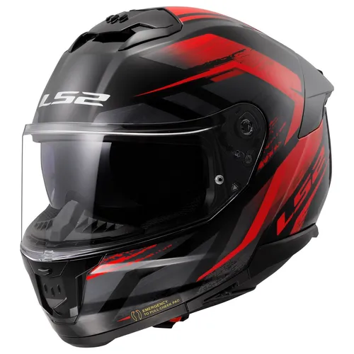 LS2 FF808 Stream II Fury Integralhelm (Schwarz/Rot) Gr. M - Motorradhelm mit optimaler Belüftung und kratzfestem Visier, ideal für Onroad-Fahrten. Das vollständig herausnehmbare Innenfutter sorgt für hohen Komfort.