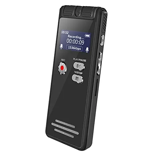 GB Aiworth Sprachaktivierter Digitaler Diktiergerät–Mini Aufnahmegerät mit Wiedergabe und Passwort, Einfaches Recorder mit Zwei Mikrofon und Line-in-Aufnahme für Kurse, Konferenzen usw 16