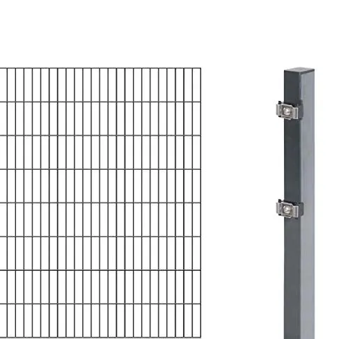 Alberts 644192 Doppelstabmattenzaun Erweiterung - Anthrazit, 160 cm - Zaunpfosten für stabile und sichere Abgrenzungen, wahlweise in verschiedenen Höhen und Farben erhältlich, ideal für Garten und Grundstücke.