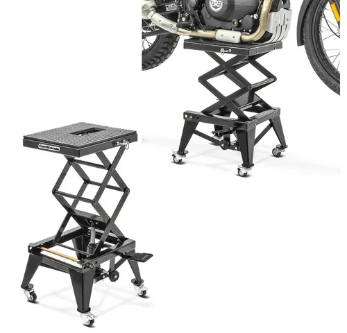 ConStands Motorradheber 2x Enduro Crosslift XL mit Rollen - Praktisches Set mit 2 Motorradhebern für Enduro und Motocross. Individuell verstellbare Arbeitshöhe und große gummierte Auflagefläche sorgen für Stabilität. Ideal für Garage, Werkstatt oder Rennstrecke.