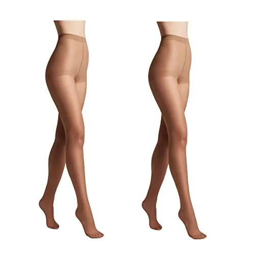 Conte elegant 2er-Pack langlebige Damenstrumpfhose Halbmatt - SOLO 40 DEN - Damen Feinstrumpfhose Strumpfhose mit markiertem Höschenteil - Einfarbig Farbe Natural Größe 6