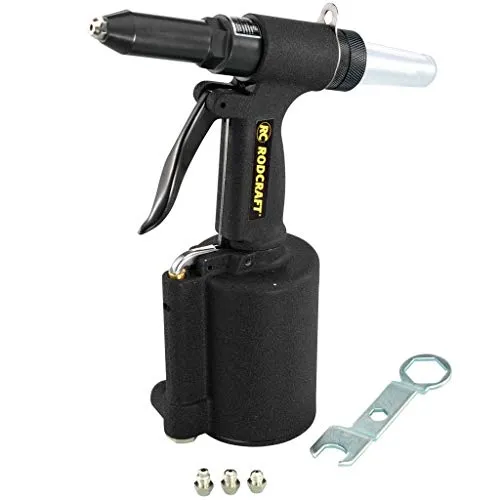 Rodcraft RC6700 Druckluft Nietpistole, Setzkraft 8,8 kN, für Standardnieten aus weichen Metallen wie Kupfer, Aluminium 2,4-5 mm, mit Sammelbehälter für abgerissene Nietdorne