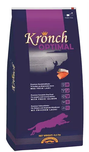 Henne Pet Food Kronch Optimal Puppy Trockenfutter für Welpen 13.5kg - Hundefutter für Welpen, mit frischem Lachs für gesundes Wachstum und glänzendes Fell. Enthält Omega-3 und -6 Fettsäuren, leicht verdaulich und ohne künstliche Zusätze.