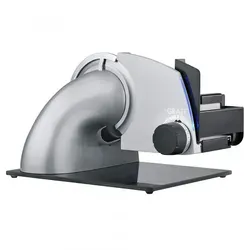 Graef Allesschneider SlicedKitchen SKS 72010 - Silber - Allesschneider mit 170 Watt Leistung, stufenloser Schnittstärke von 0-20 mm und elegantem Design. Perfekt für präzises Schneiden von Wurst, Käse und Gemüse.