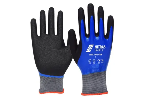 NITRAS Oil Grip Nylonhandschuh 3550-7 - 12 Paar, Größe M (7) - Arbeits- & Schutzkleidung, ideal für raue Tätigkeiten mit EN 388 Schutzstandard für mittlere Risiken, perfekt für Werkstätten und Gartenbau.