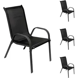 Mojawo 4er Outdoorstuhl - Stapelstuhl Metall Anthrazit schwarz - Gartenstühle aus pulverbeschichtetem Stahl, wetterbeständig und platzsparend stapelbar. Ideal für stilvolle Entspannung auf Balkon oder Terrasse.