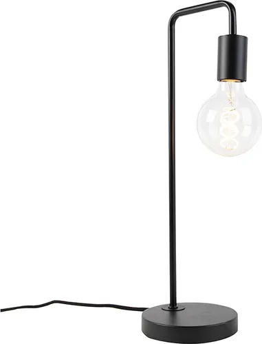 Moderne schwarze Tischlampe Facil von QAZQA - Tischleuchte für Wohnzimmer und Schlafzimmer, dimmbar mit E27-Fassung für individuelle Lichtgestaltung, minimalistisches Design in zeitlosem Schwarz.
