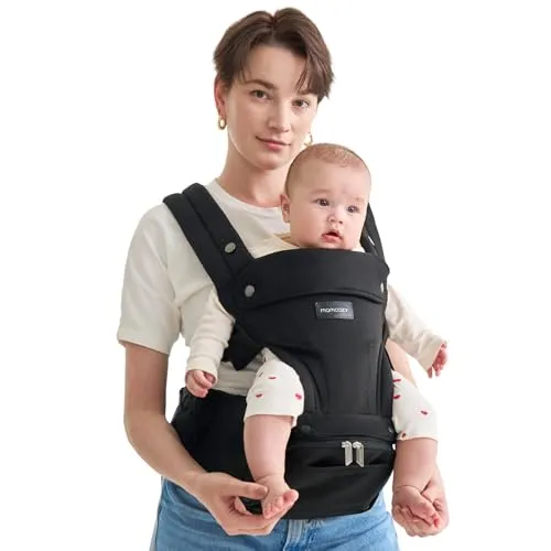 Momcozy Babytrage mit Hüftkissen 2-in-1 bis 20kg Schwarz