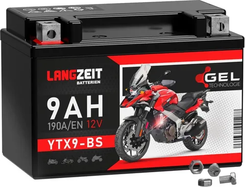 Produktbild Langzeit Gel Motorradbatterie YTX9-BS 9Ah 12V