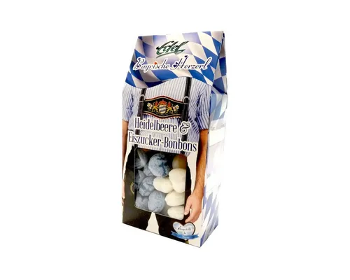 Eduard Edel Süßigkeit, Edel Herzbonbons Lederhose weiße und blaue in einer Giebelbox 150g