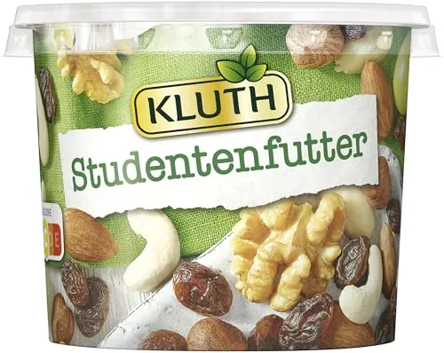 Kluth Studentenfutter mit Walnusskernen, 300 g - Nüsse - Hochwertige Mischung mit 55% Nussanteil, jetzt mit Walnusskernen für zusätzliche Nährstoffe, ideal als Snack für Vegetarier und gesundheitsbewusste Genießer.