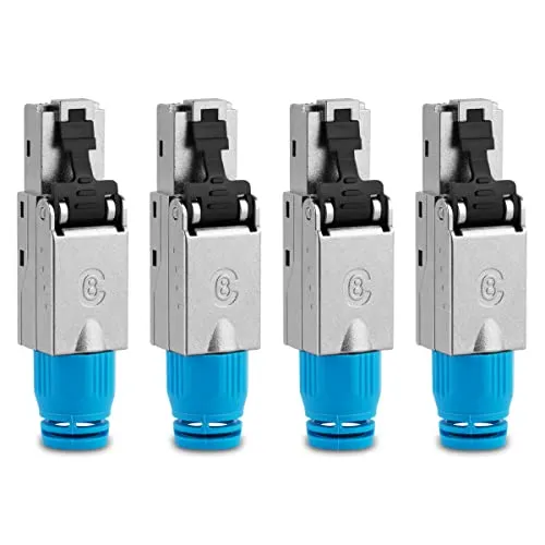 UC-Express Netzwerkstecker CAT 8 RJ45-4X RJ45 Stecker Steckverbinder - werkzeuglos - geschirmt - mit Zugentlastung - CAT8 CAT8.1 LAN Netzwerkkabel Stecker