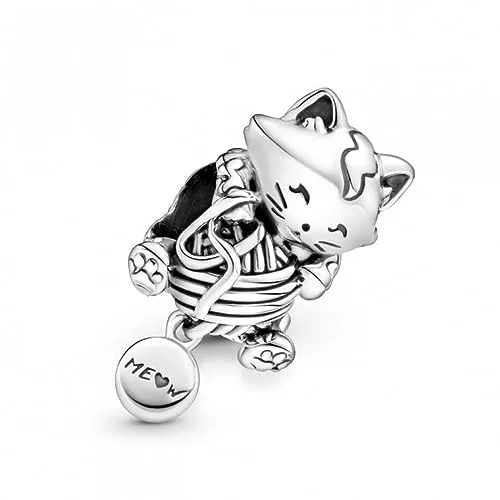 PANDORA Kätzchen & Garnknäuel Charm in silber von Pandora