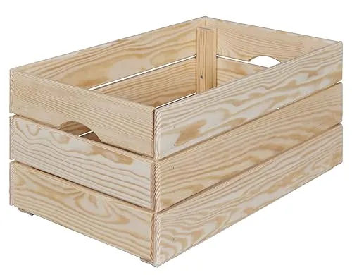 Inter Link Holzkiste – Stapelkiste aus massivem Kieferholz