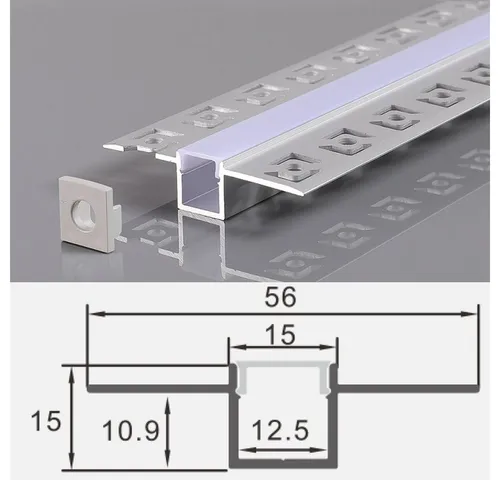 m LED Alu Profil Rigips Trockenbau T 2 mit Milchglas Abdeckung - Zubehör für Leuchten: 2 Meter Unterputz Alu Profil für einfache Montage von LED Strips, mit milchiger Abdeckung für angenehmes Licht und optimale Haftung.