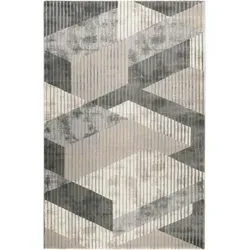 Esprit Webteppich Tamo - Rechteckig 80x150 cm, grafisches Muster in Grau und Beige, pflegeleicht und ideal für Allergiker