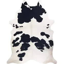 Teppich Künstliches Rindsleder, Rind G5069-1 Weiß Schwarz Leder Multicolour 100x150 Cm