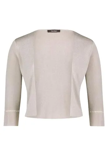 Vera Mont Damen Strickjacke 0225/4818 in Silver/Beige, XL - Elegante figurnahe Strickjacke mit 3/4-Ärmeln, verschlusslos und ideal für vielseitige Outfits.