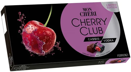 Ferrero Mon Chéri Cassis Winteredition Pralinen 157 g - Exquisite Schokoladenbonbons mit fruchtigem Cassis-Geschmack, ideal für festliche Anlässe oder als Geschenk.