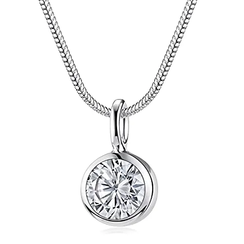 Materia Kette Damen Silber 925 mit Anhänger Stein rund KA-222-K22-45cm