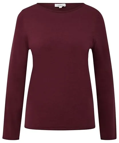 s.Oliver Langarmshirt mit Rollkanten - Rundhalsshirt für vielseitige Styles, aus bequemer Baumwollmischung, ideal für Büro und Freizeit.