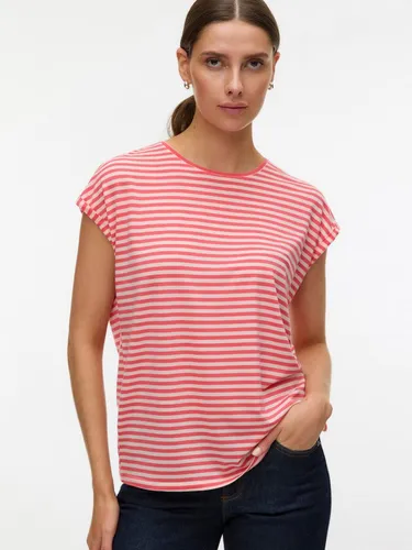 Vero Moda Rundhalsshirt VMAVA PLAIN SS TOP STRIPE GA JRS NOOS Materialmix, regular fit