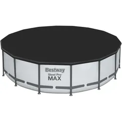 Bestway Poolabdeckung Flowclear Ø 488 cm - Schwarz, Rund - Poolzubehör mit UV-Schutz und optimaler Abdeckung für weniger Schmutz im Pool.