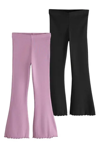NEXT Mädchen Gerippte Leggings 2er-Pack in Schwarz und Lila in lila von NEXT