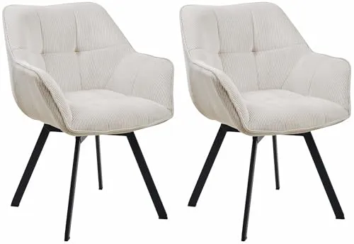 CLP Esszimmerstuhl Jordi Cord 2er Set - Stühle mit schwenkbarem Polsterstuhl-Design, bieten hohen Sitzkomfort und modernes Aussehen für Ihr Esszimmer.