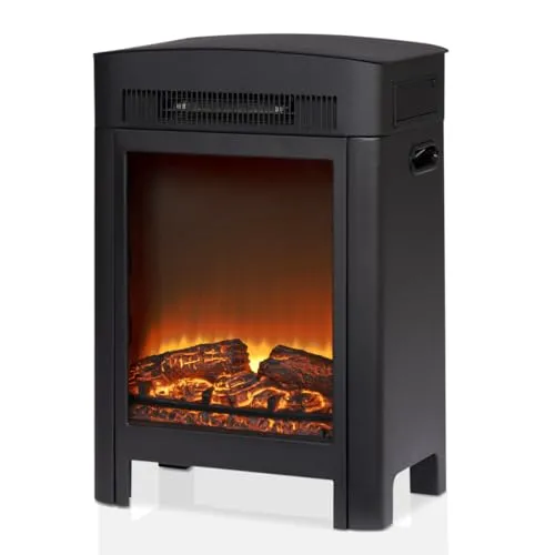 Alpina Kaminofen Elektrisch Luzern – Elektrokamin mit Heizung 1800–2000W – Elektrischer Kamin mit Thermostat Heizung – LED Kamin mit realistischem Flammeneffekt – Kompakter Kaminofen Freistehend