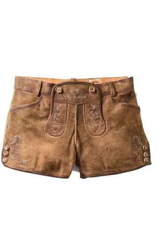 Maddox Damen Lederhose Dalia alt - Sand 34 - Trachtenlederhose aus 100% Ziegenleder, ideal für besondere Anlässe und fällt kleiner aus für eine perfekte Passform.
